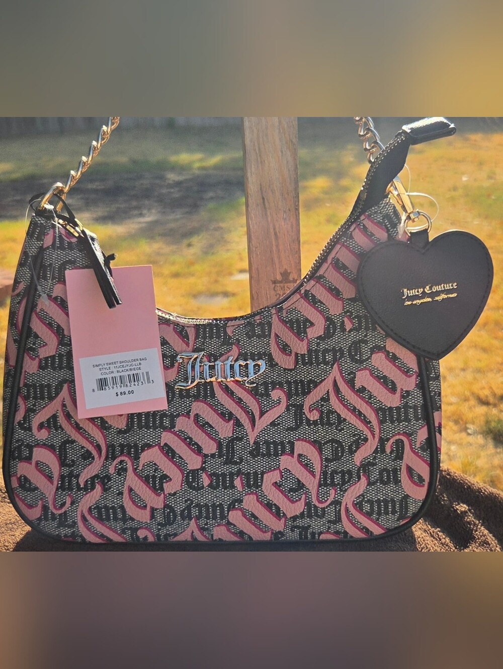 Juicy Couture Pink Script Logo Shoulder Bag